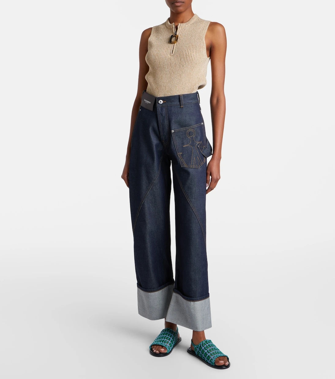 JW Anderson - Twisted embroidered straight jeans
