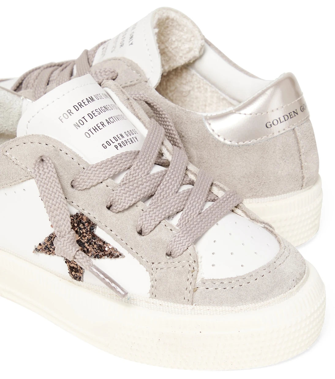 Golden Goose Kids - حذاء رياضي May مزين بالجلد السويدي