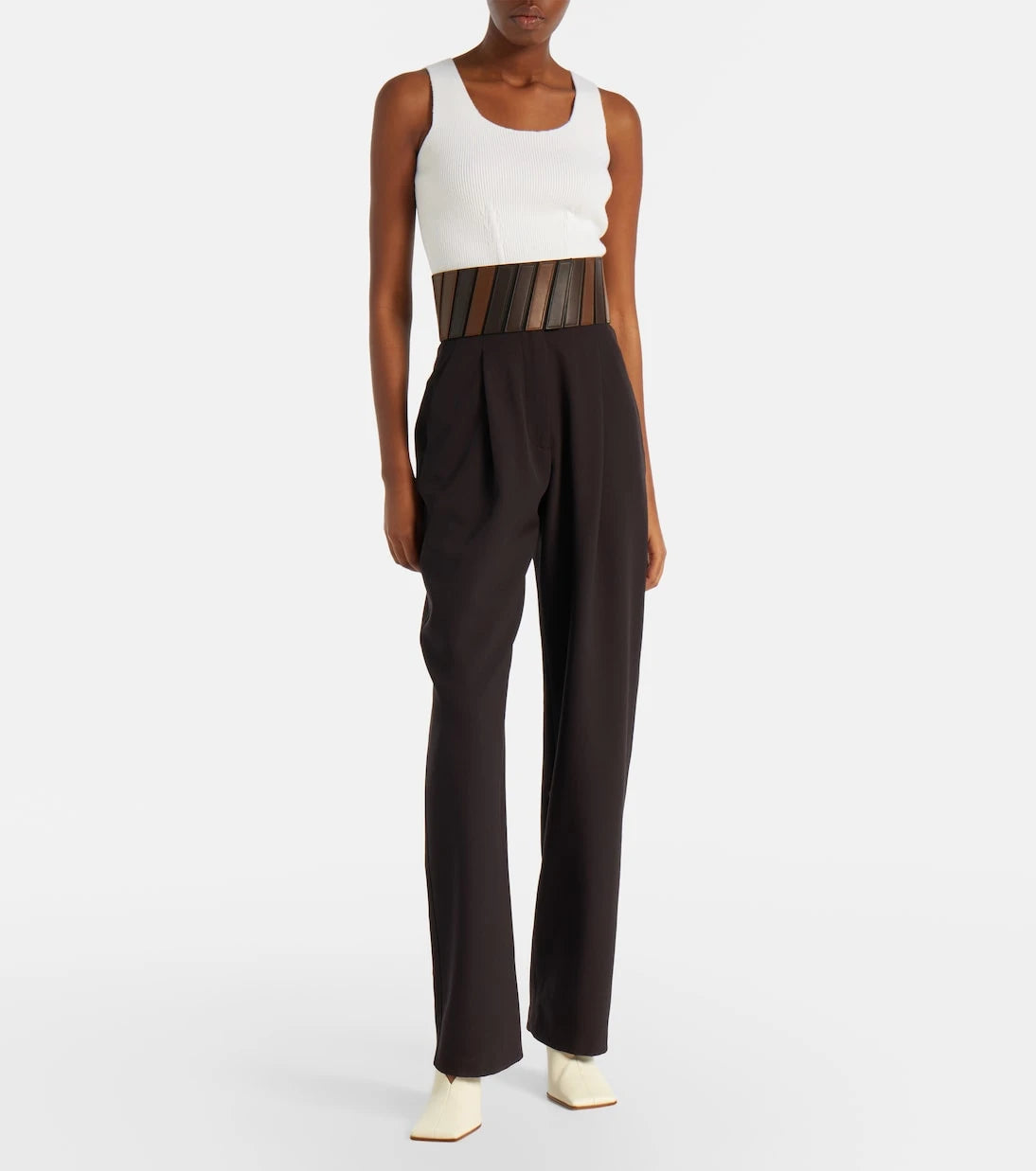 Alaïa - Ribbed-knit wool-blend bustier