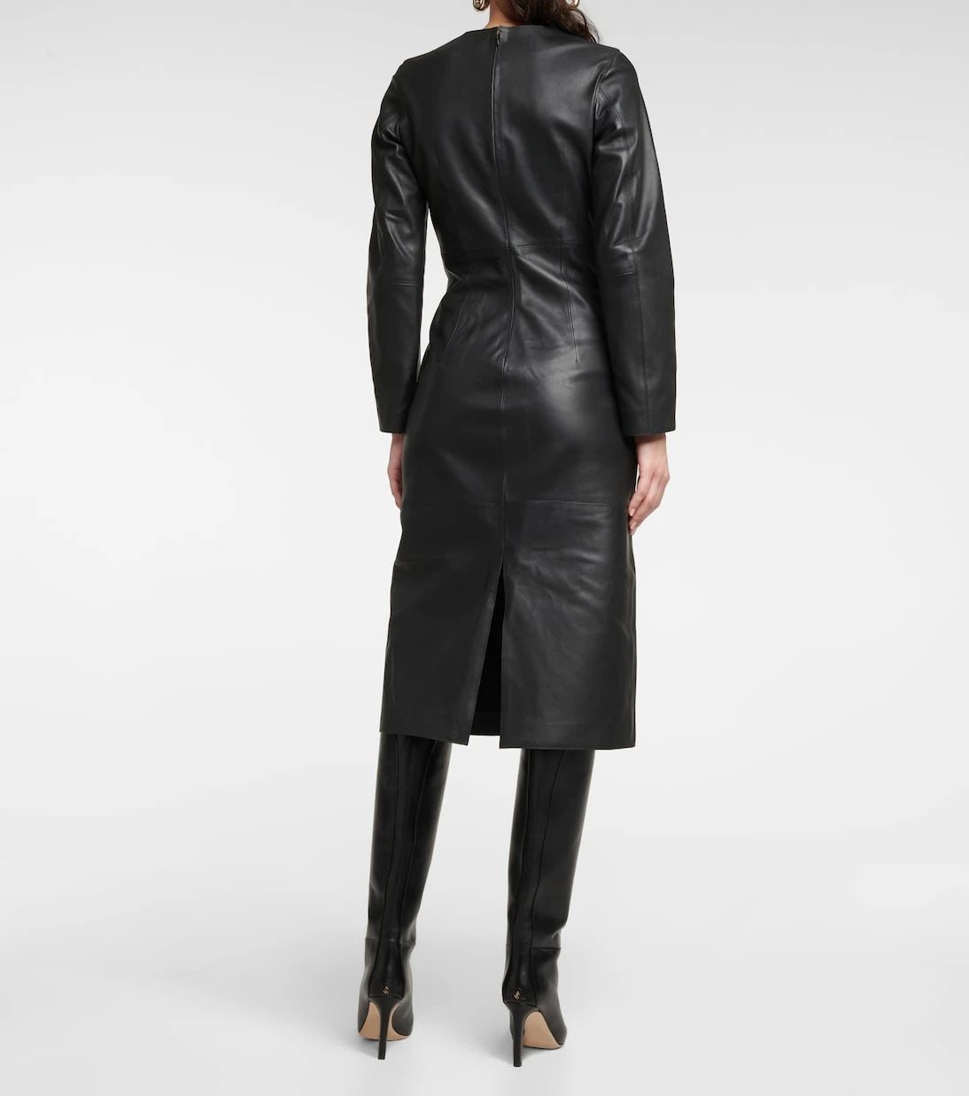 Toteme - Paneled leather midi dress