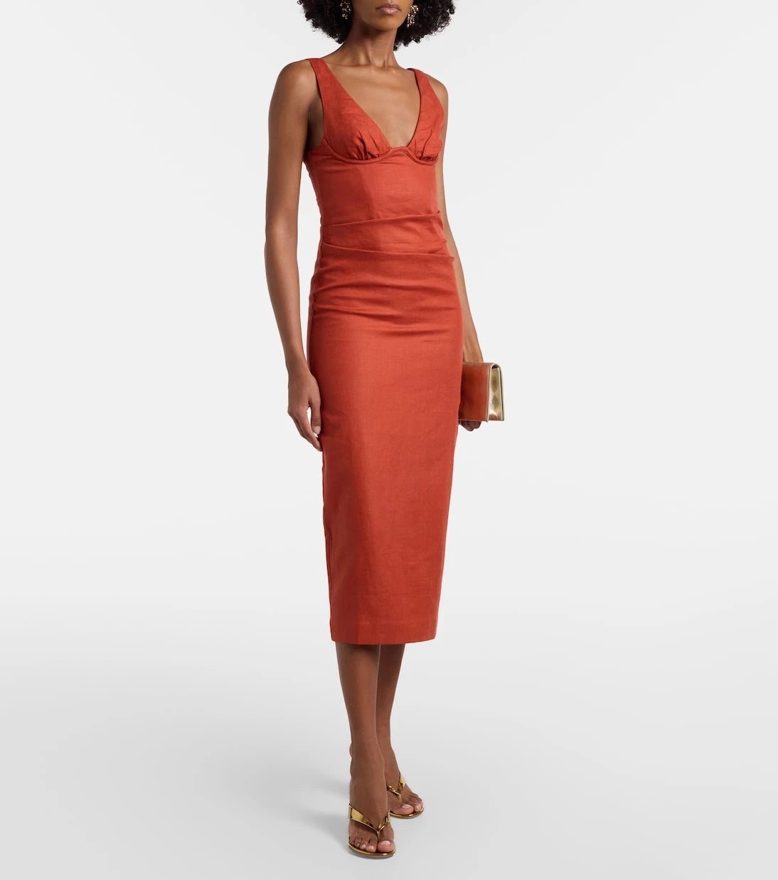SIR - Draped linen midi dress
