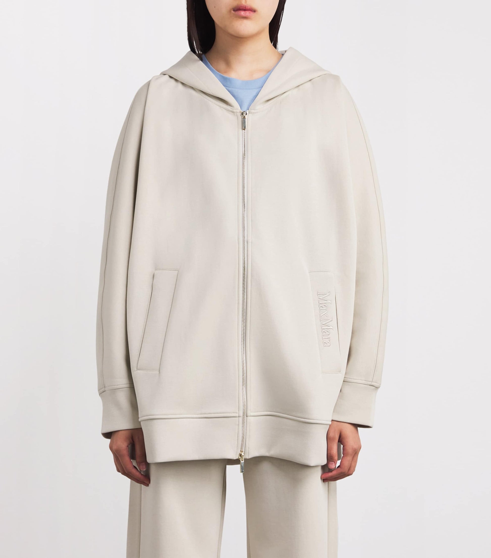 Max Mara White Cotton-Blend Jersey Hoodie
