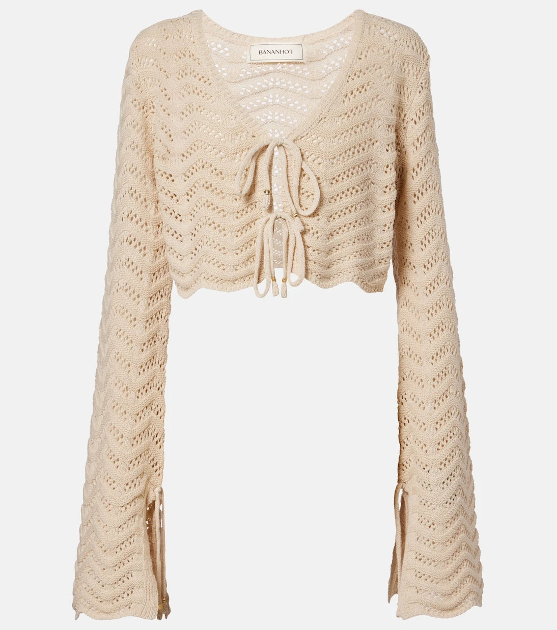 Bananhot - Miana open-knit cotton-blend crop top