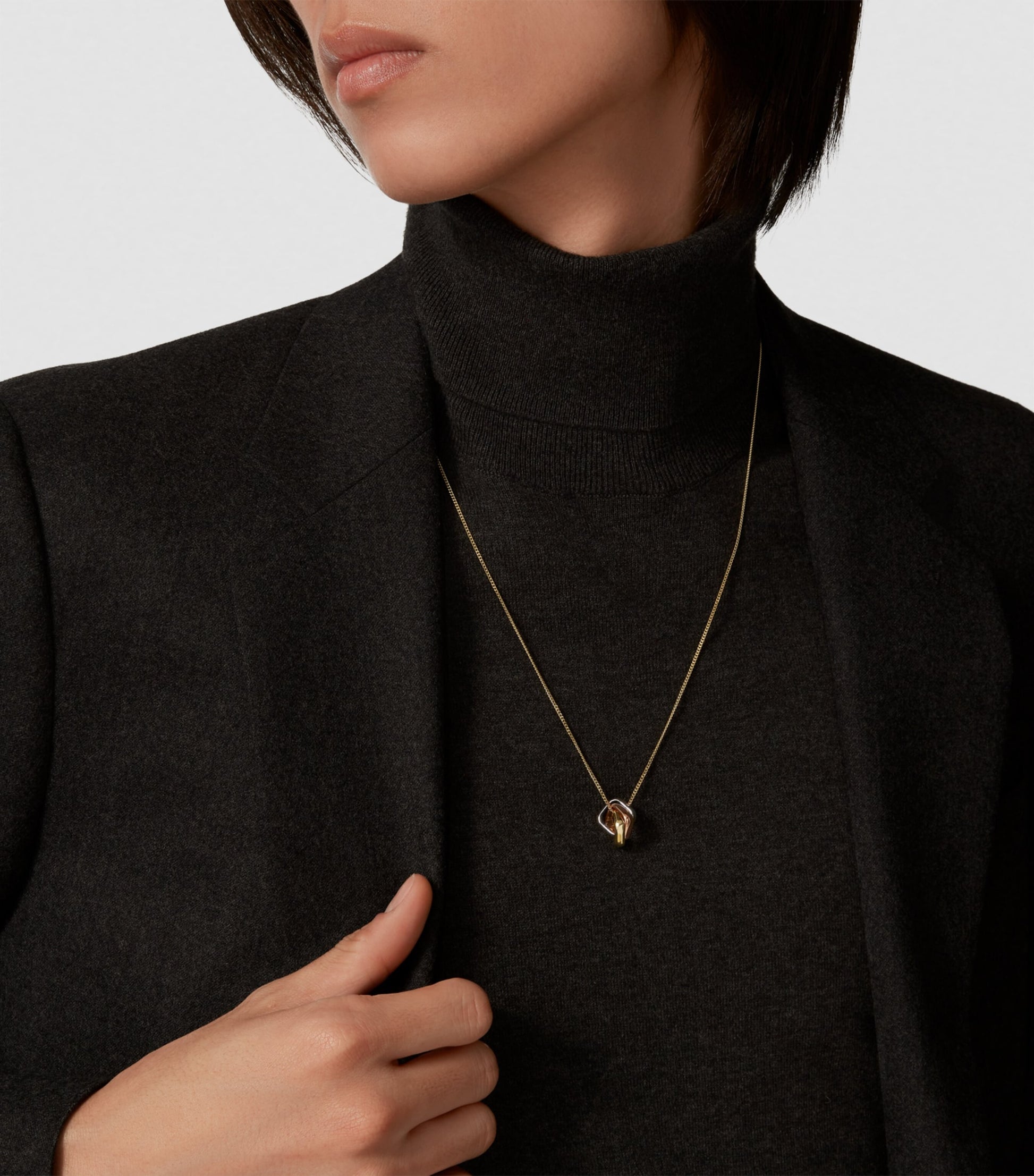 Mixed Gold and Diamond Trinity Necklace