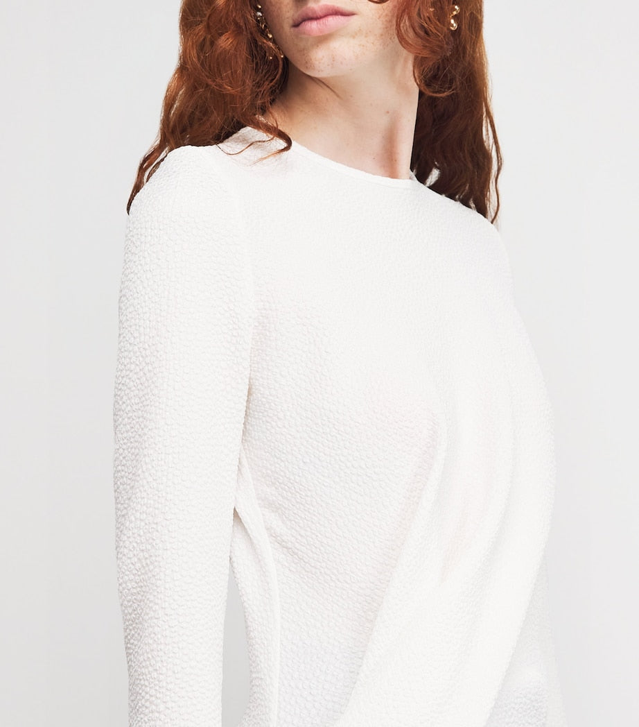 White Textured Draped Fleche Top