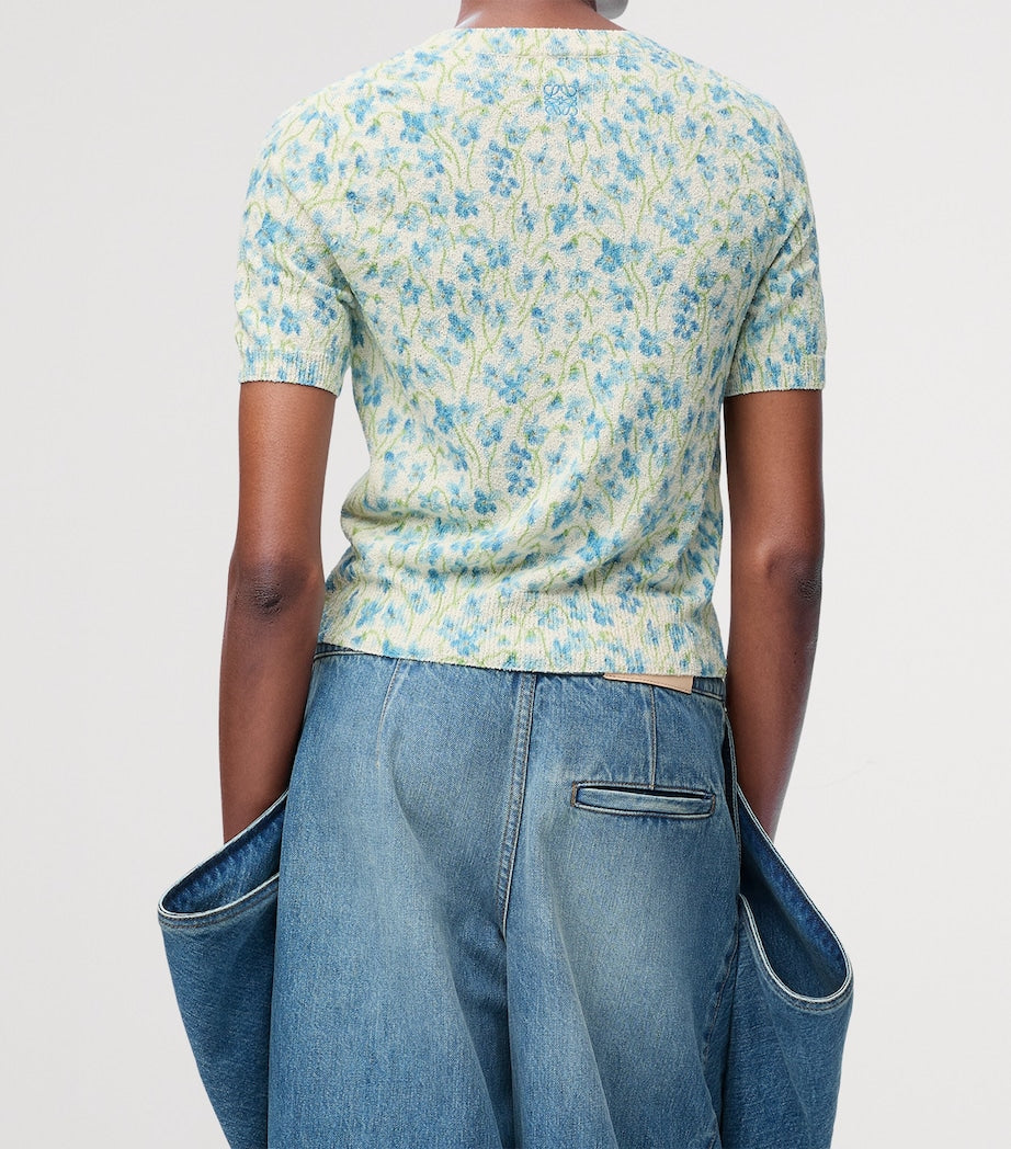 LOEWE White Cotton-Blend Floral Sweater