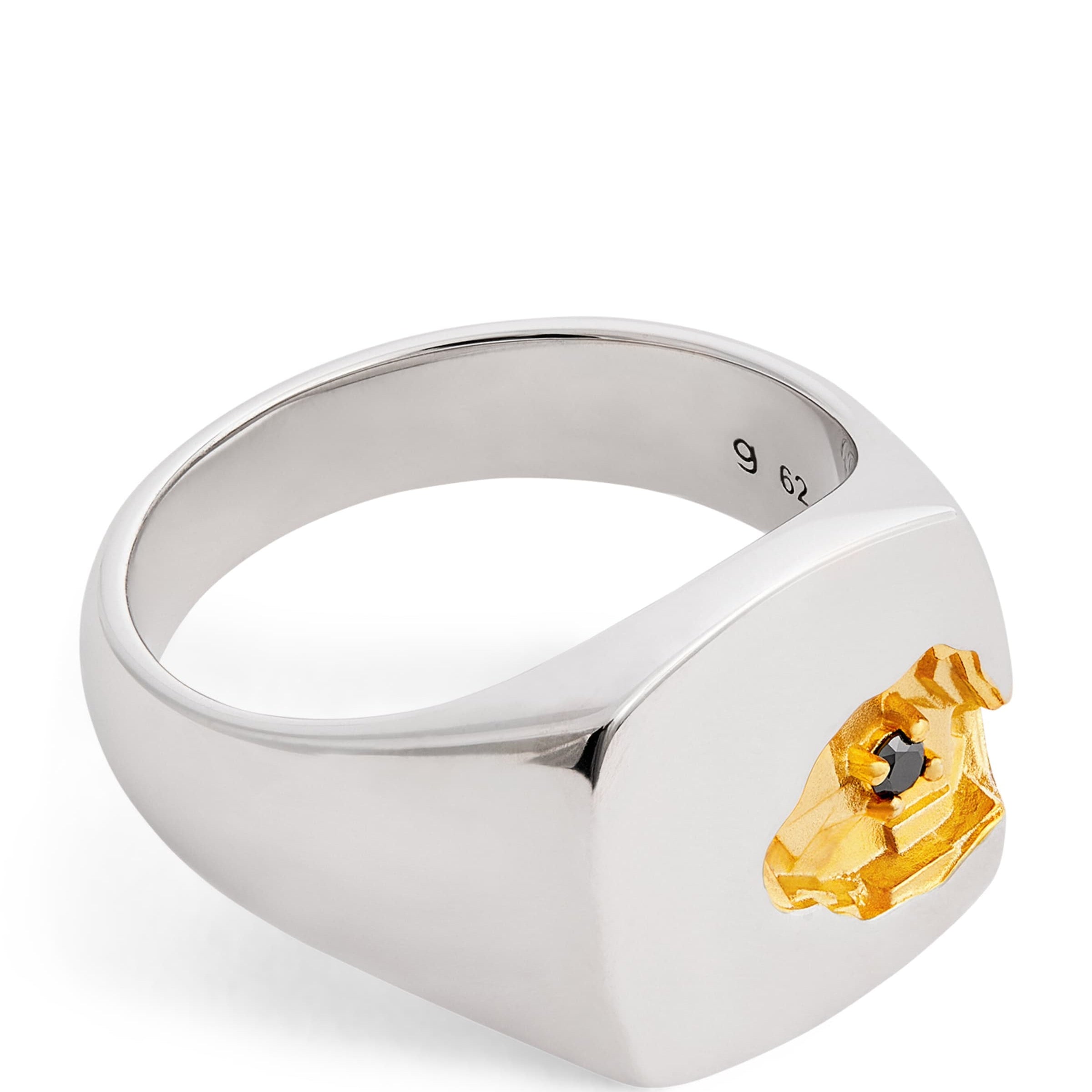 Sterling Silver and Black Diamond Signet Ring