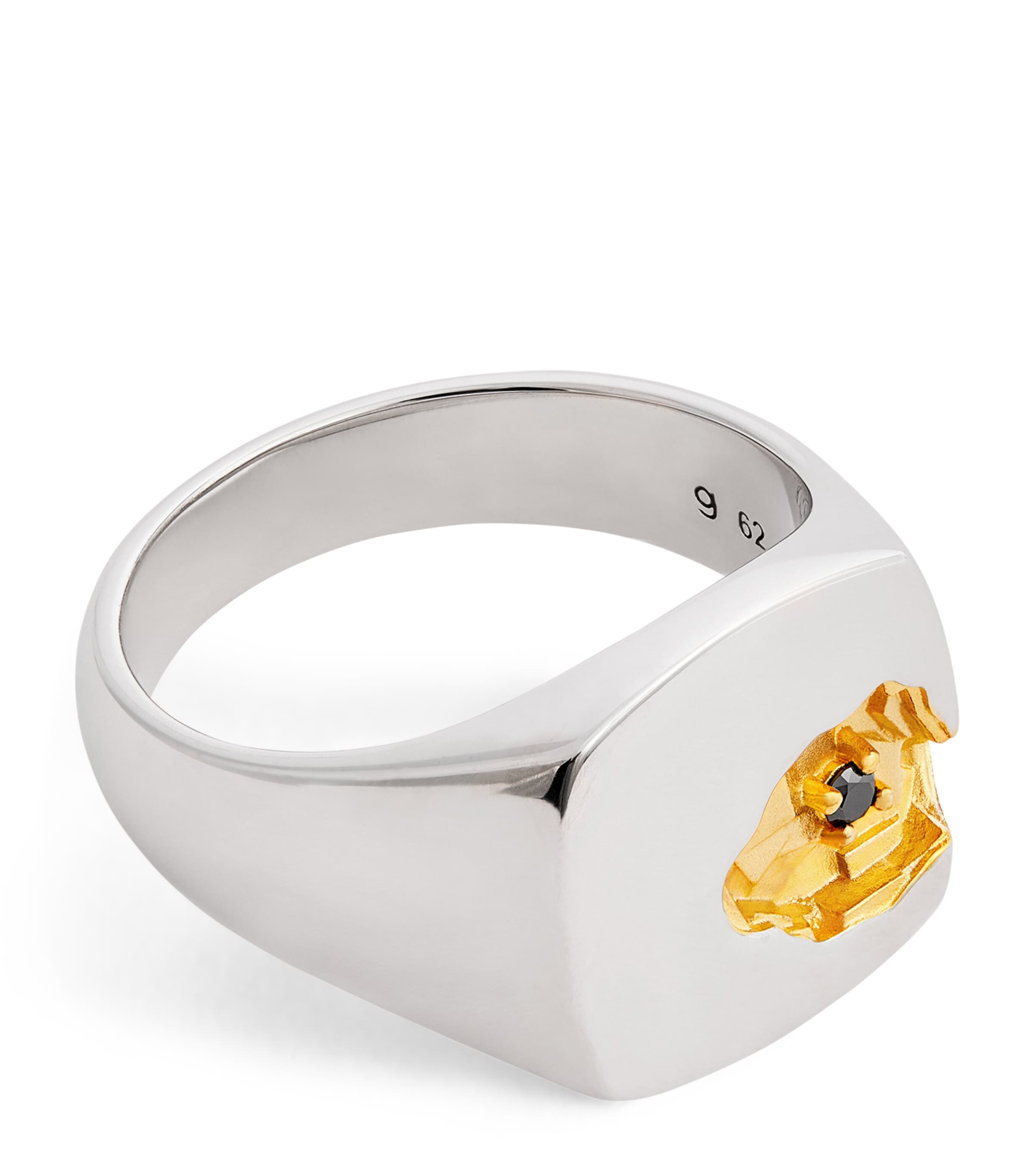 Sterling Silver and Black Diamond Signet Ring