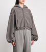 Alexander Wang Grey Stretch-Cotton Oversized Cropped Hoodie