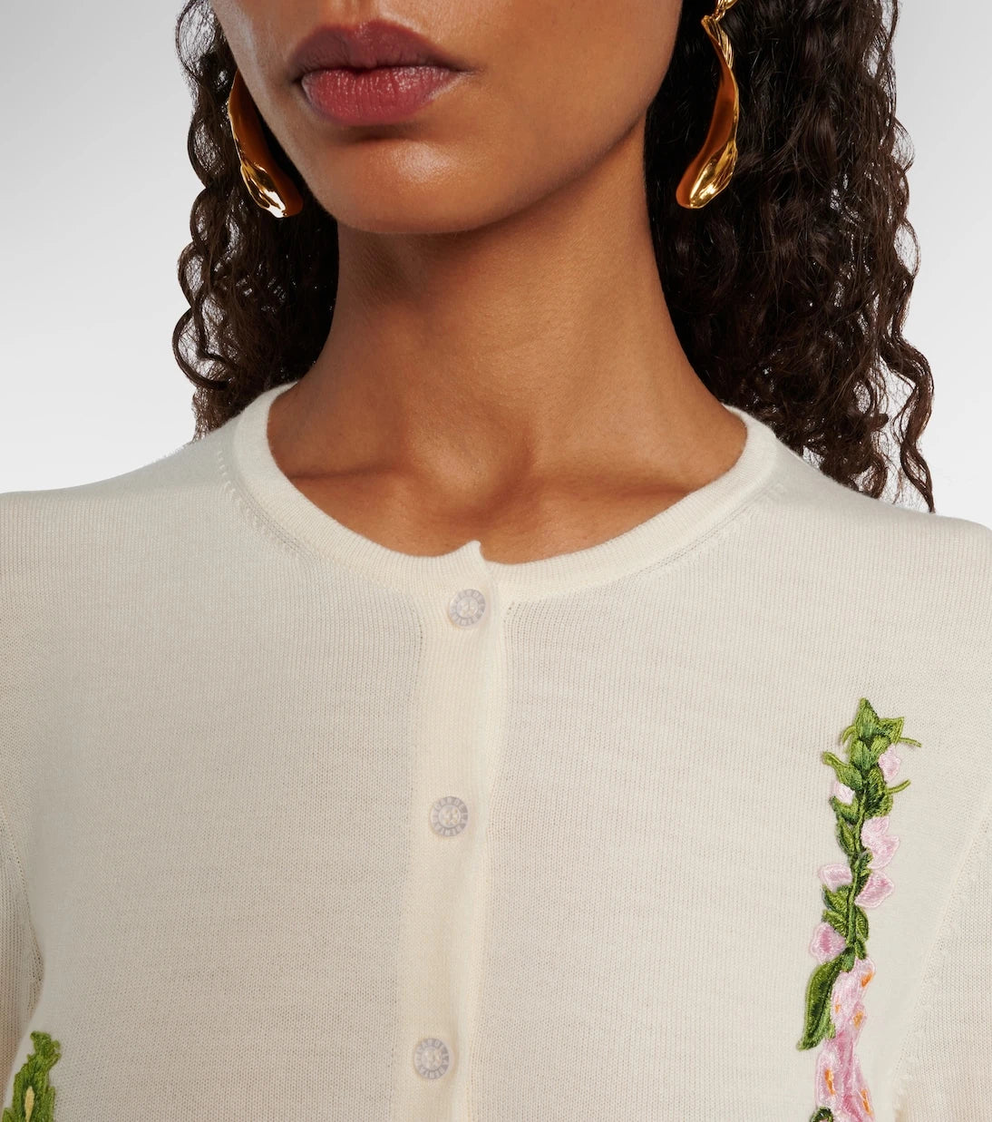 Oscar de la Renta - Foxgloves embroidered virgin wool cardigan