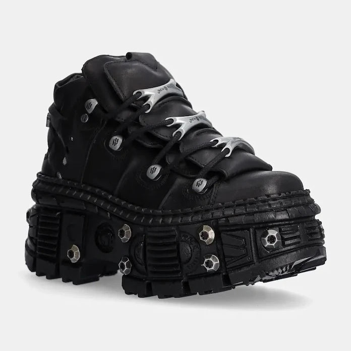 New Rock Crust Negro + Tank Casco Negro Deri Spor Ayakkabı