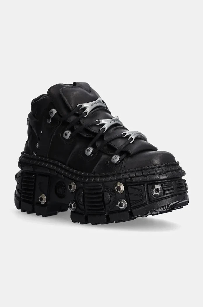 New Rock Crust Negro + Tank Casco Negro Deri Spor Ayakkabı
