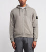 Stone Island Grey Organic Cotton Fleece Zip-Up Hoodie