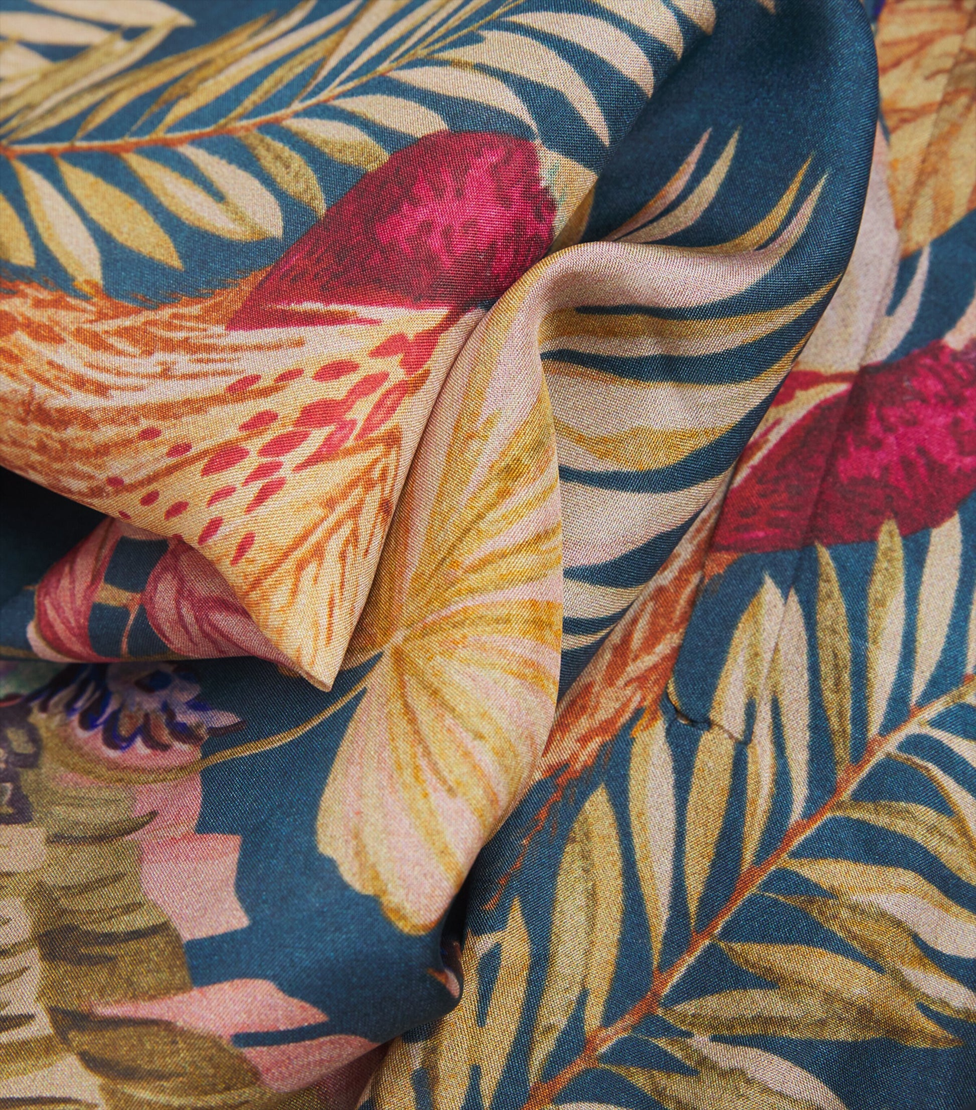 Navy Silk Printed Ascension Trousers