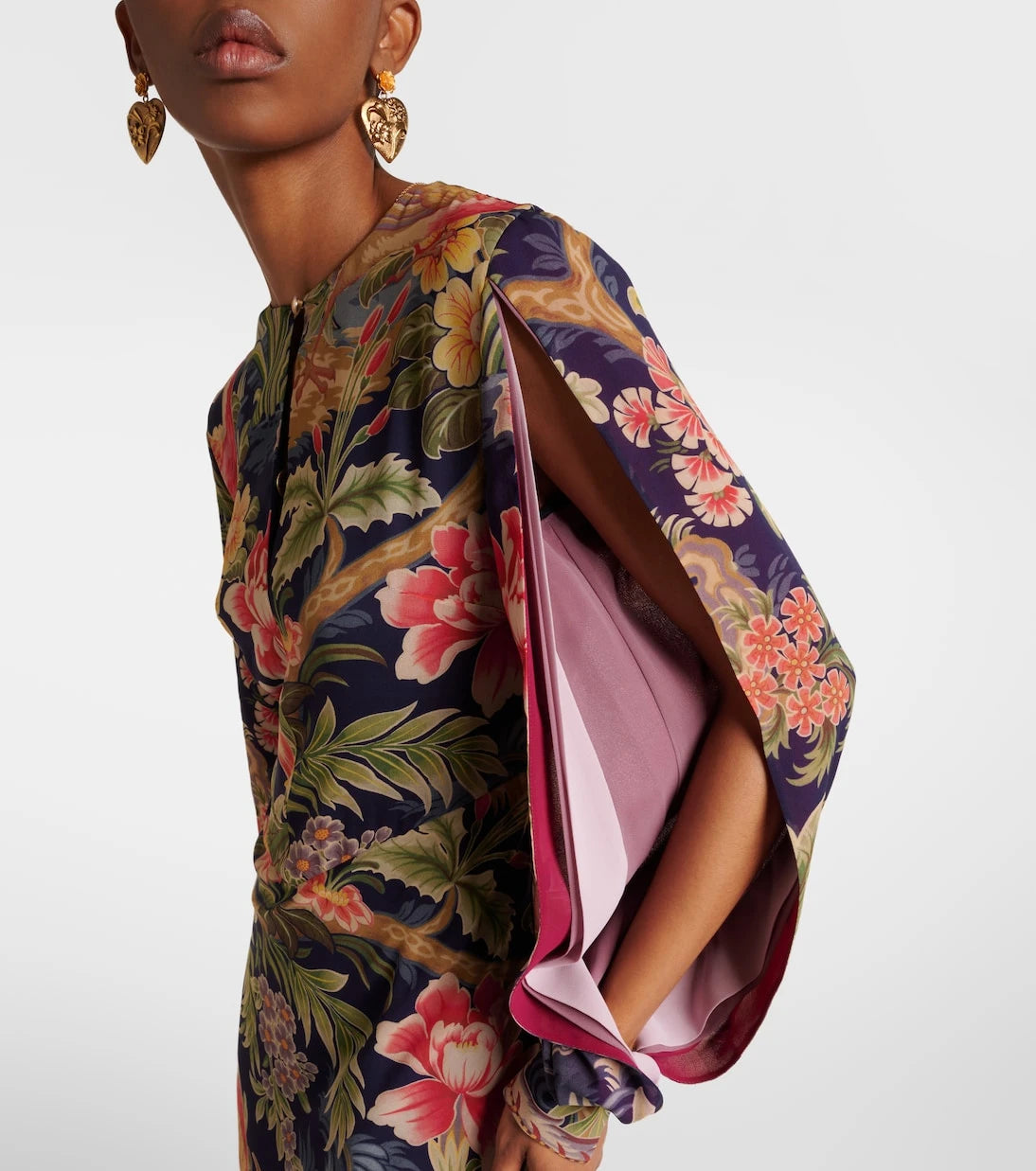 Etro - فستان شيفون حريري مزين بالورود
