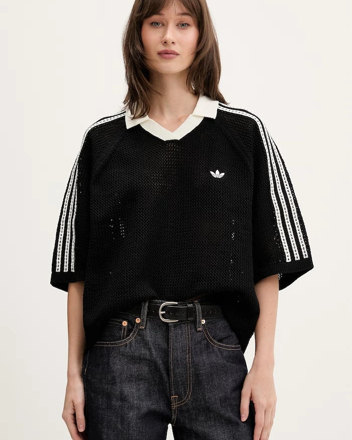 adidas Originals тениска тип пулове с яка дамска от ажур Crochet