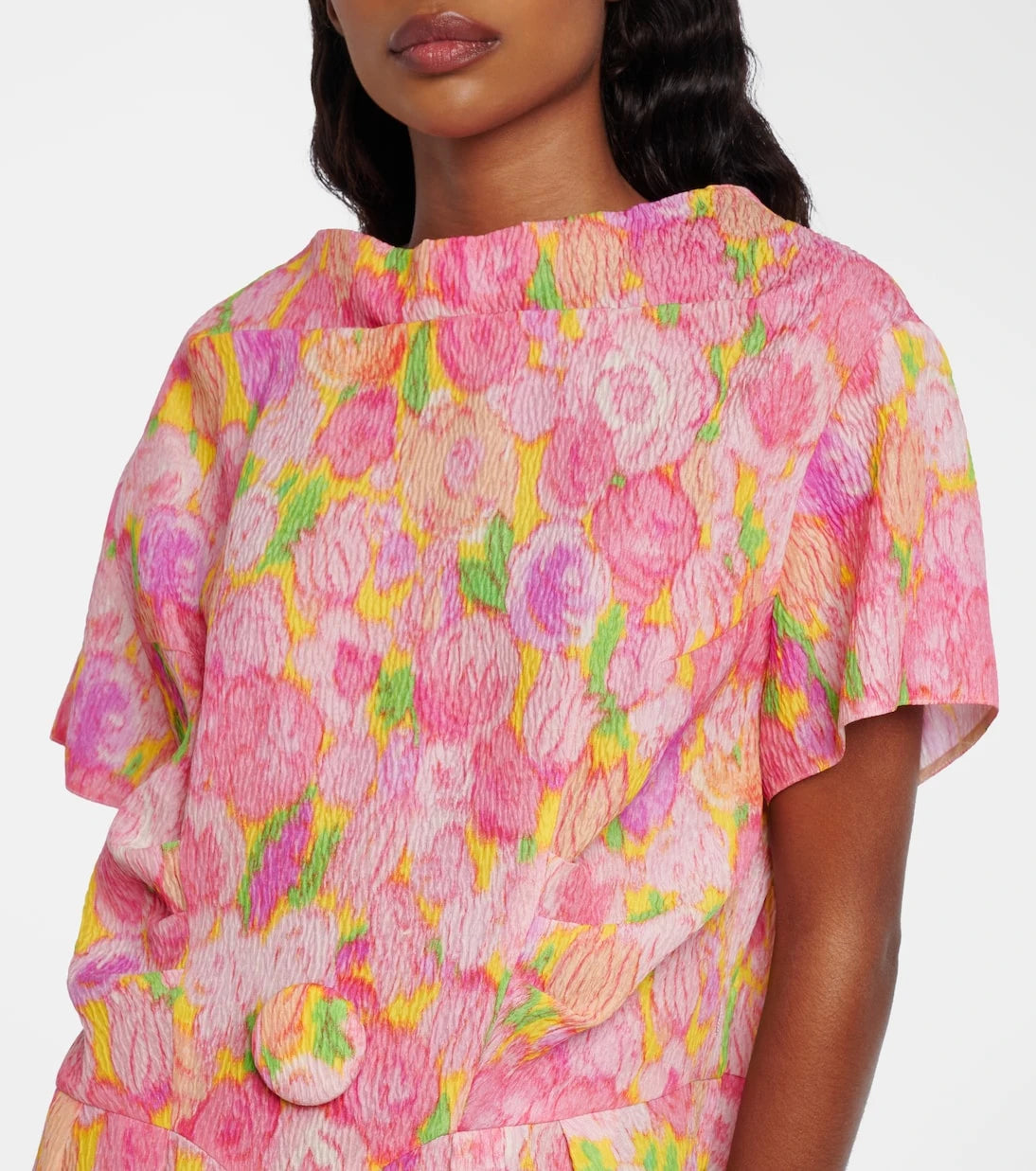 Prada - Floral silk-blend cloqué midi dress