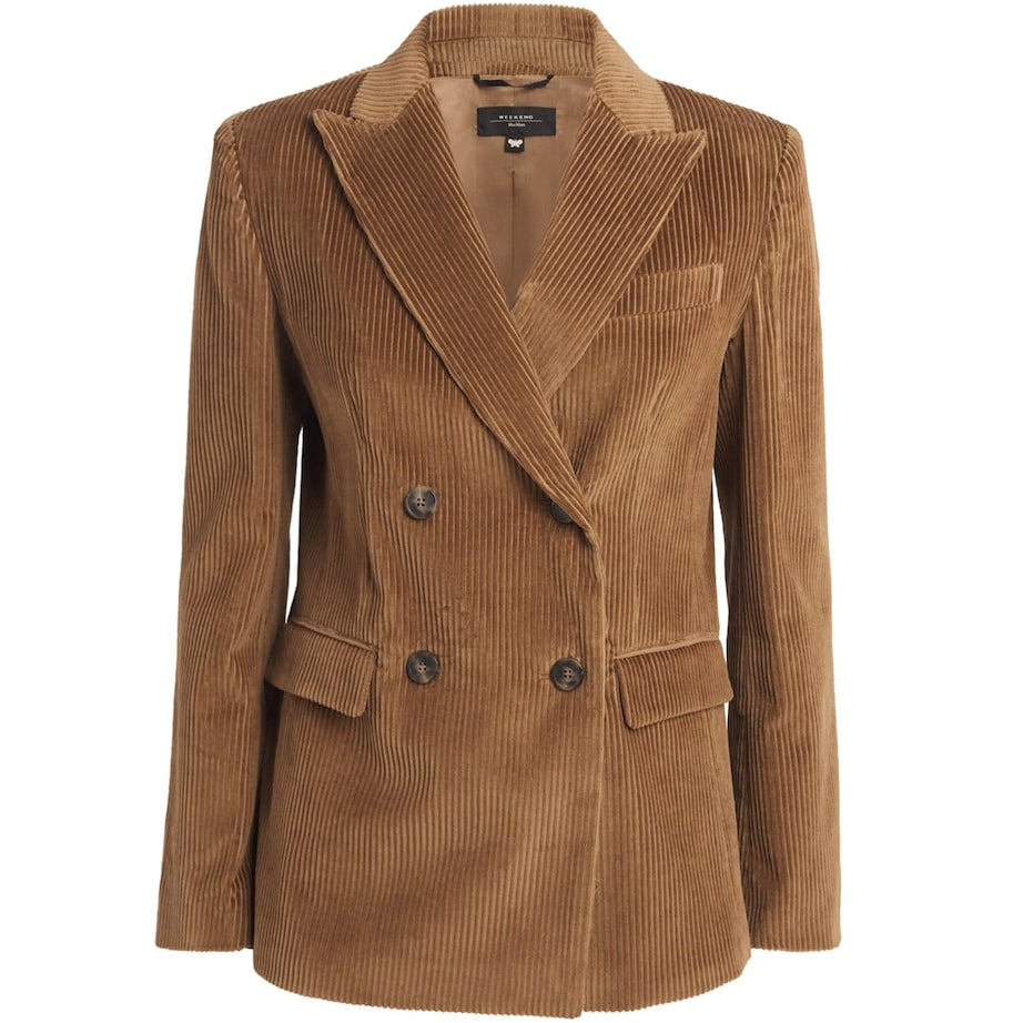 Weekend Max Mara Beige Cotton Corduroy Double-Breasted Blazer