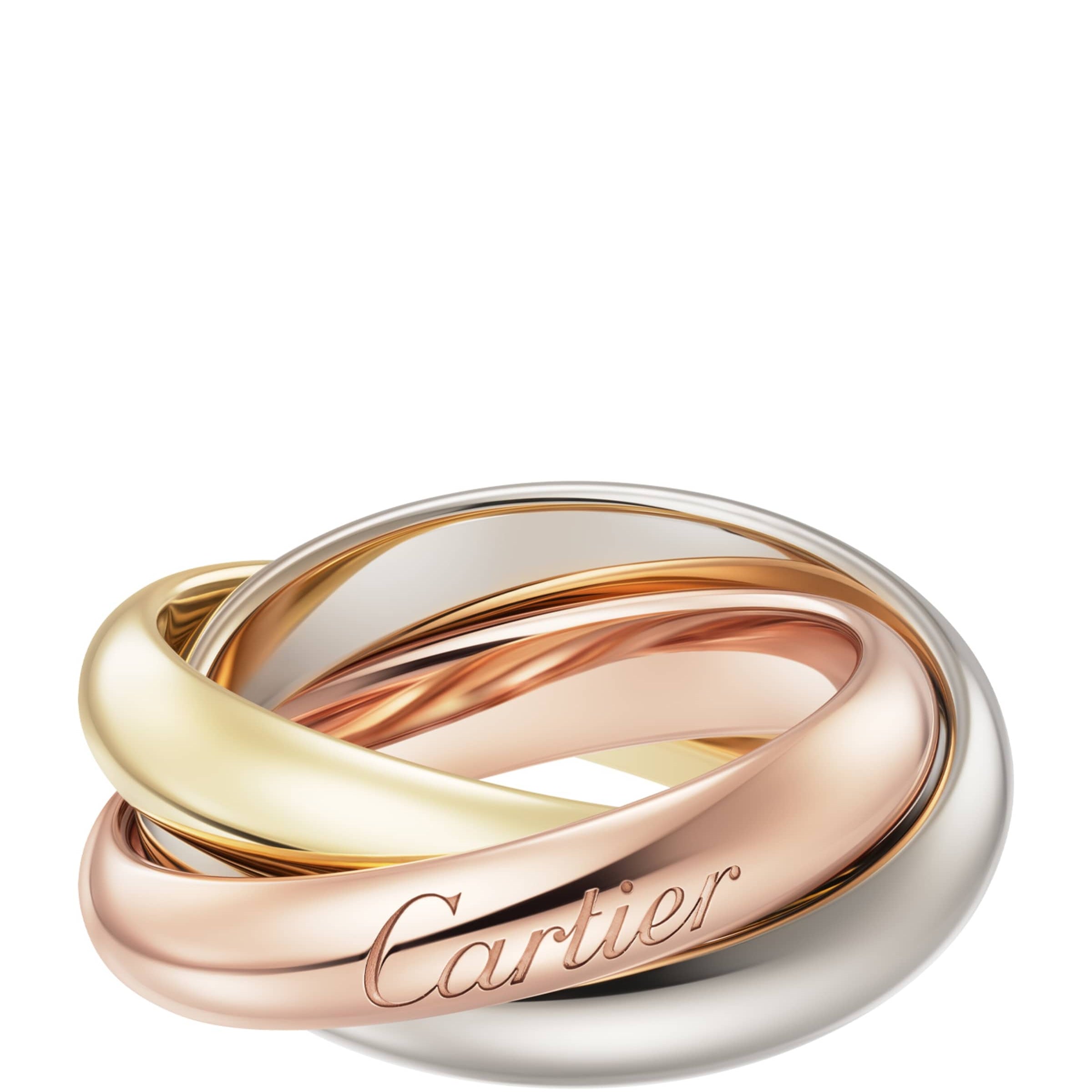 Cartier Large White, Rose and Yellow Gold Trinity Ring