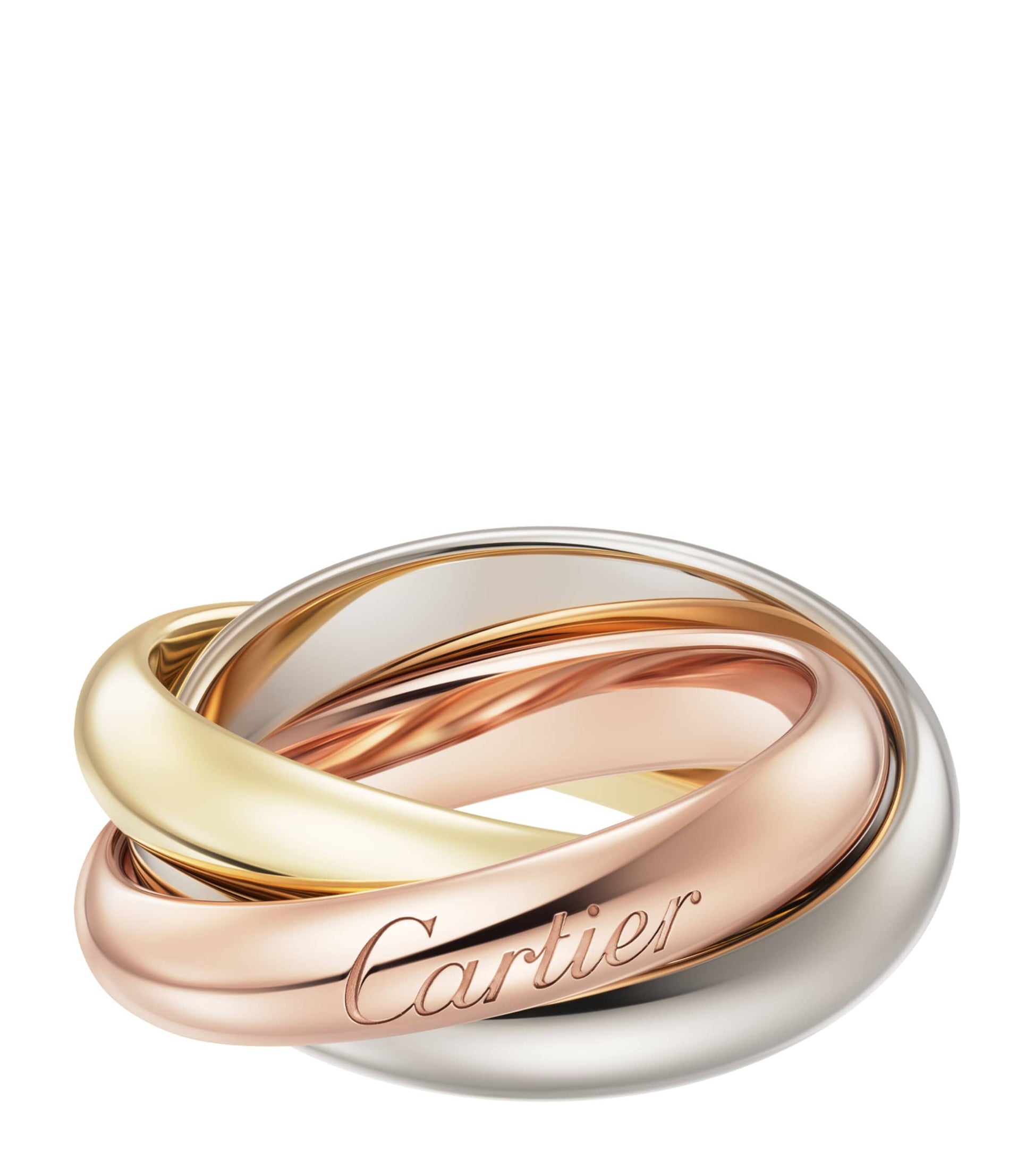 Cartier Large White, Rose and Yellow Gold Trinity Ring