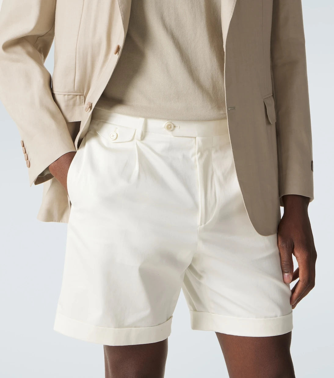 Lardini - Pleated cotton-blend Bermuda shorts
