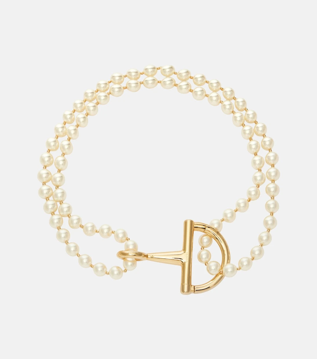 Gucci - Half Horsebit faux pearl necklace