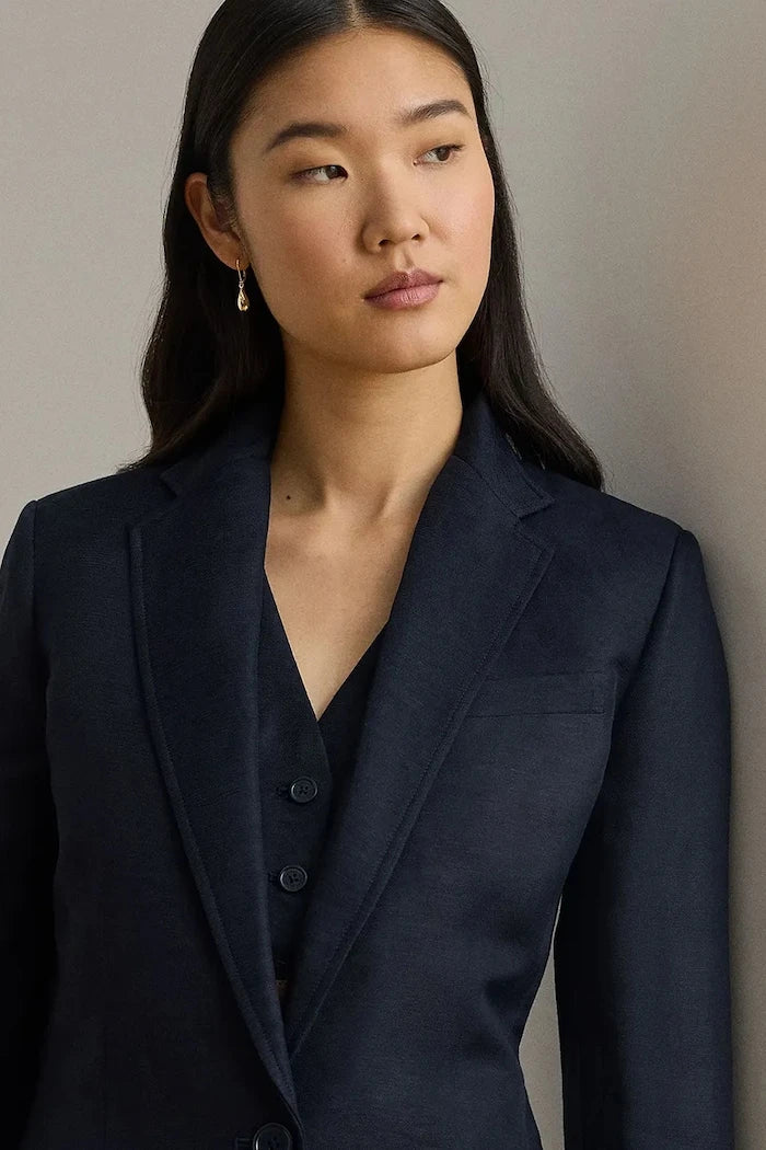 Lauren Ralph Lauren tek düğmeli kadın keten ceket