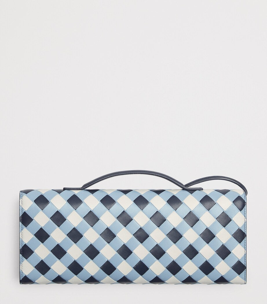 Bottega Veneta Blue Leather Andiamo Clutch Bag