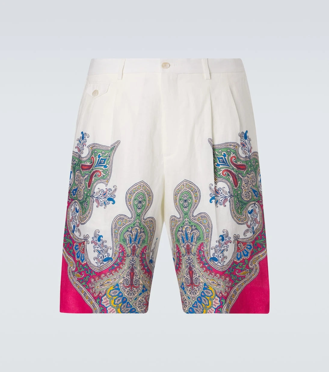 Etro - Paisley linen Bermuda shorts