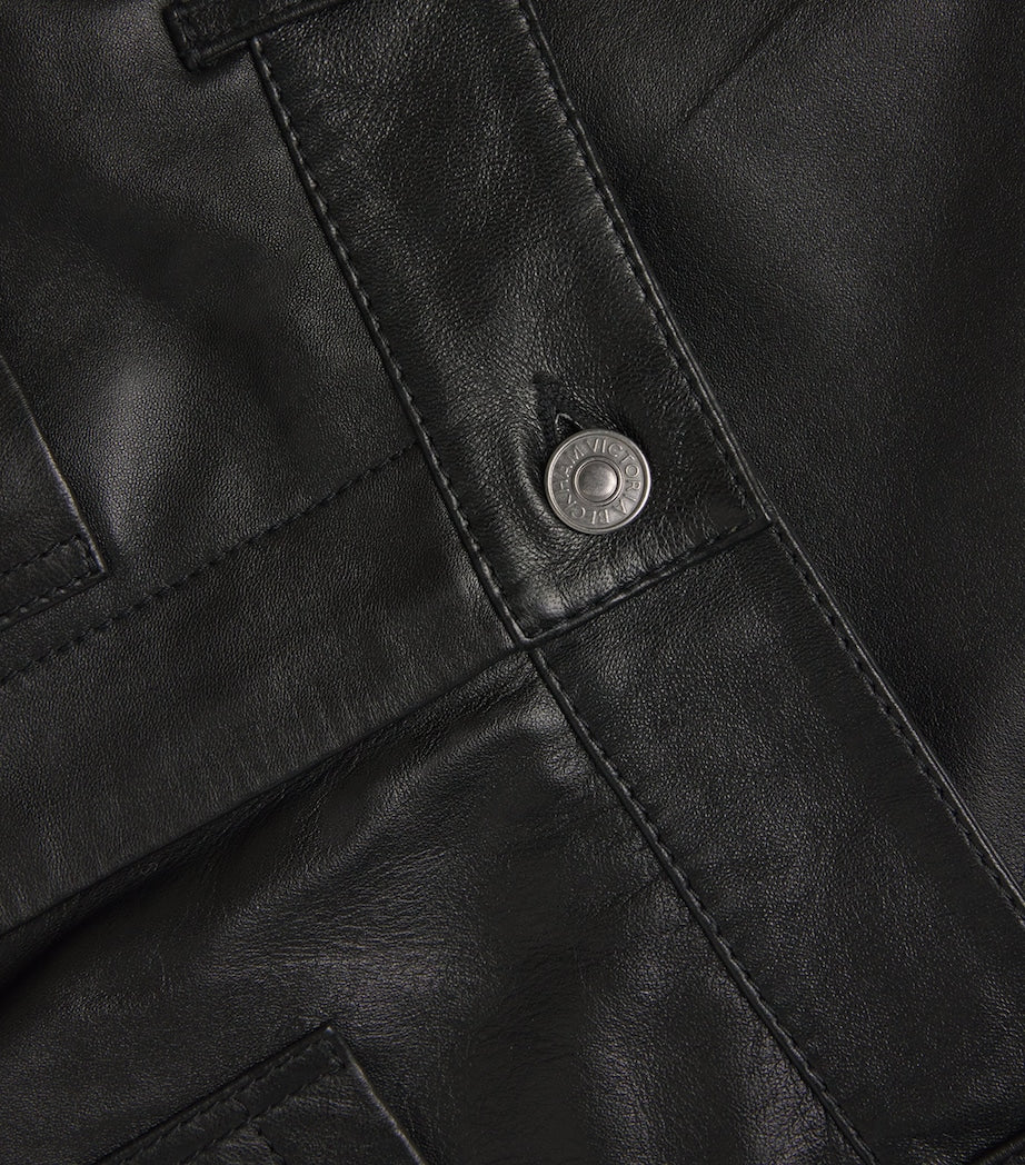 Victoria Beckham Black Leather Alina Trousers