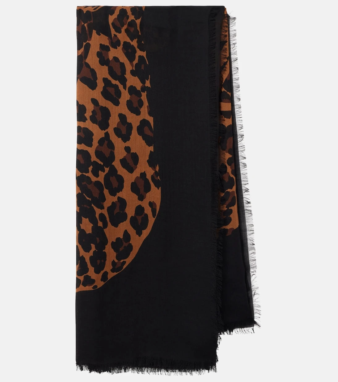 Saint Laurent - Fringed leopard-print wool scarf