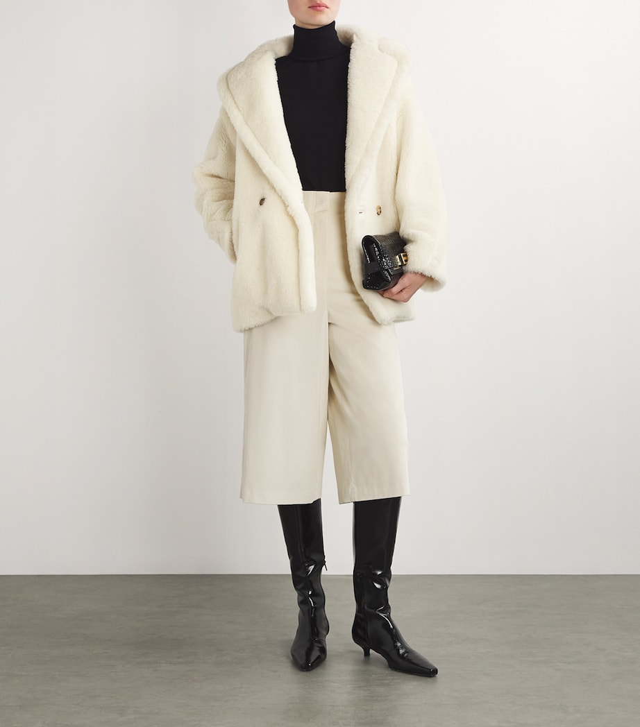 Max Mara White Alpaca-Wool-Silk Coat