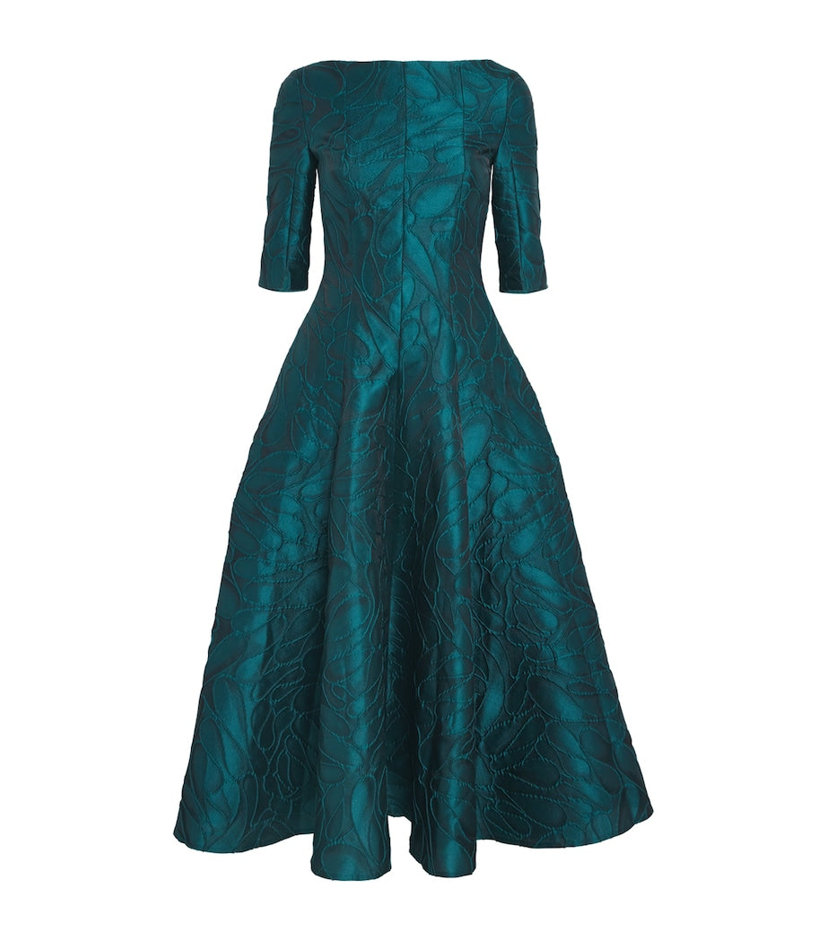 Blue Honeydrop Jacquard Midi Dress