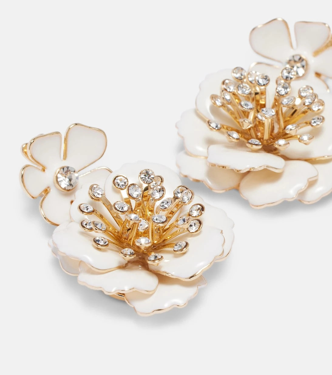 Carolina Herrera - Crystal-embellished floral drop earrings