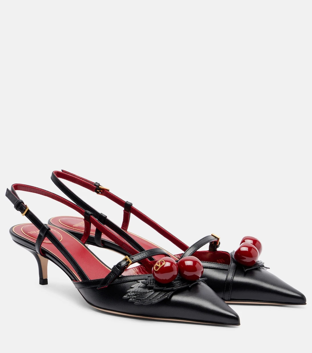 Valentino Garavani - Cherryfic 45 leather slingback pumps