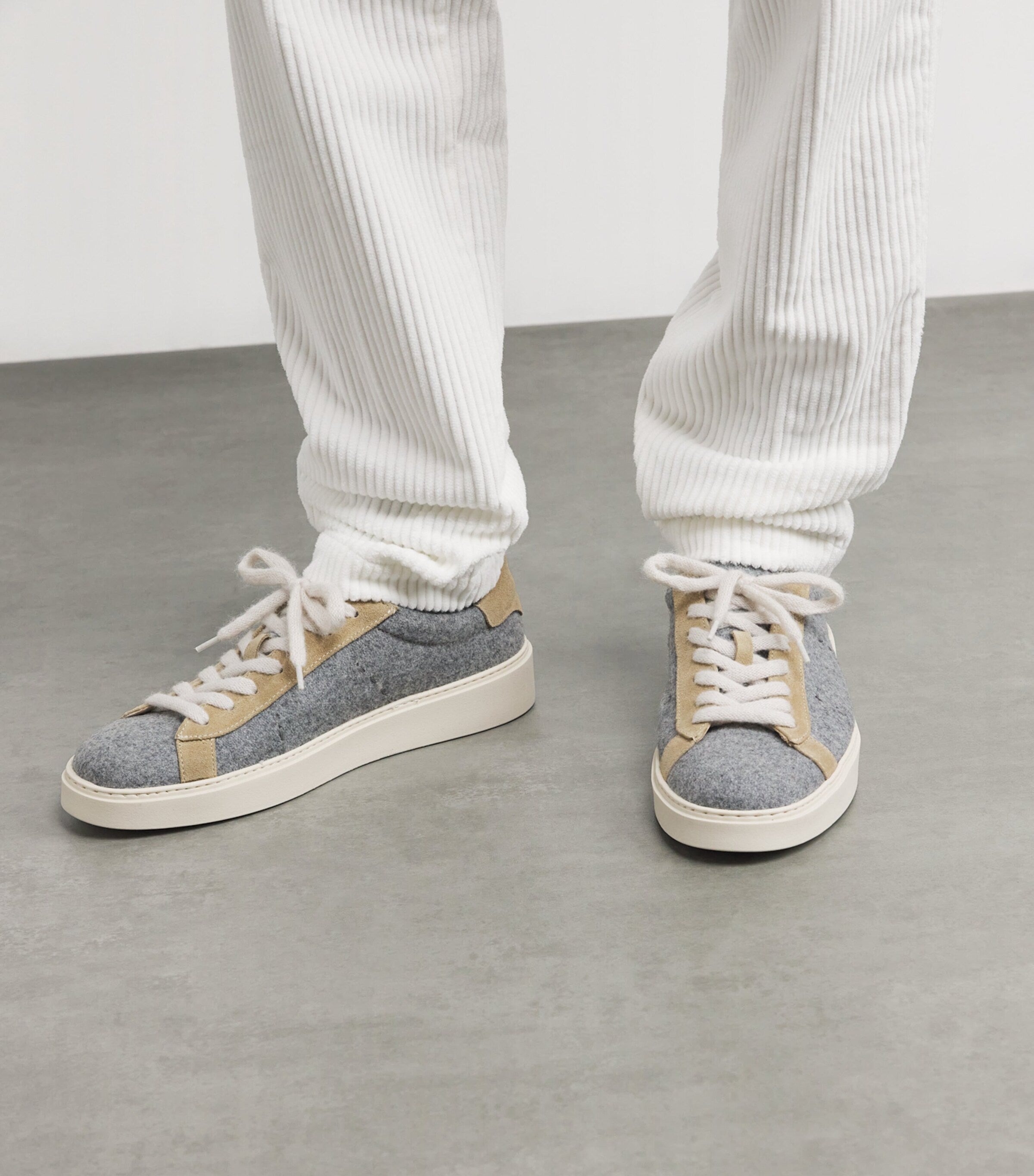 Eleventy Wool Suede-Trim Sneakers