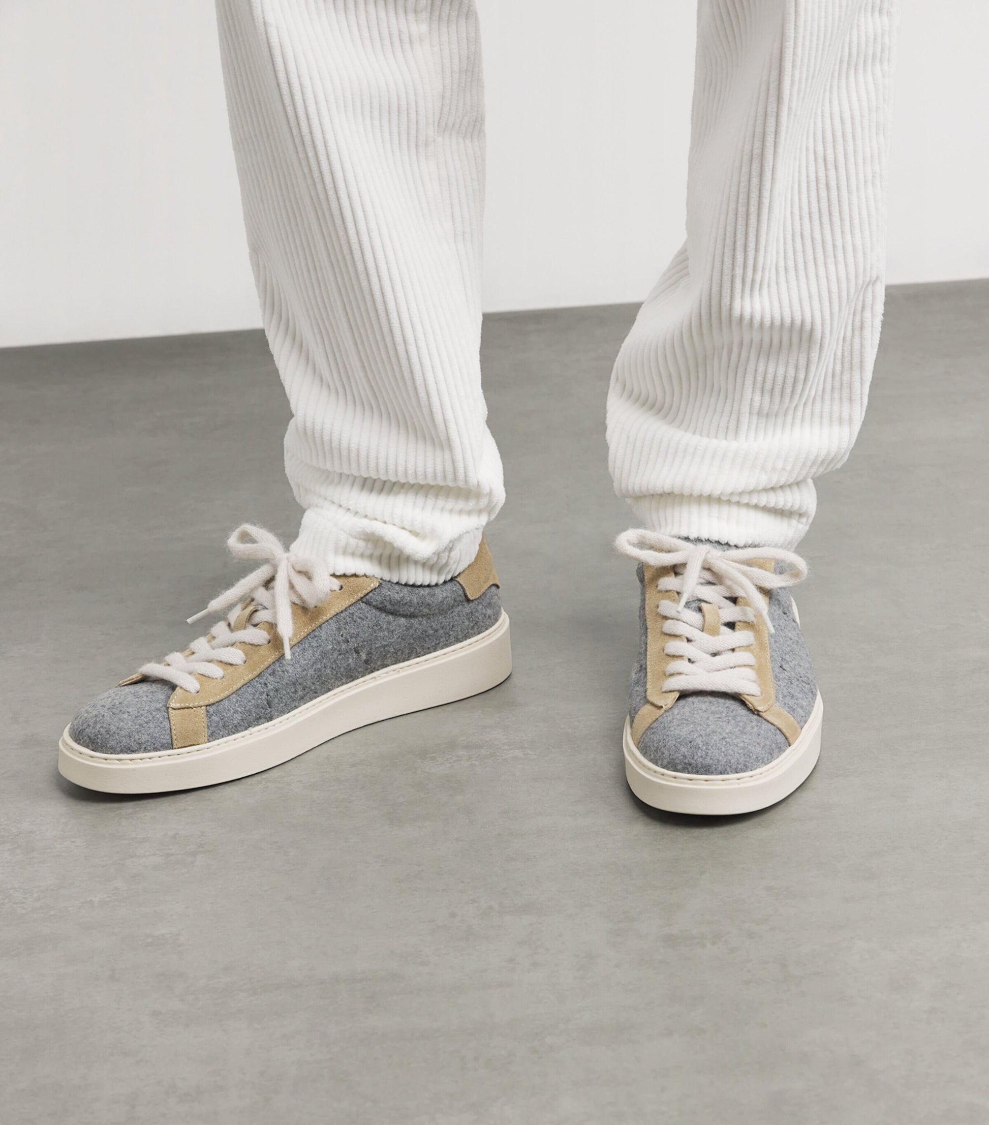 Eleventy Wool Suede-Trim Sneakers