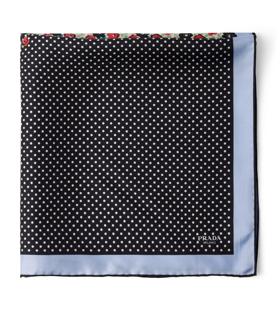 Prada Red Silk Twill Printed Scarf