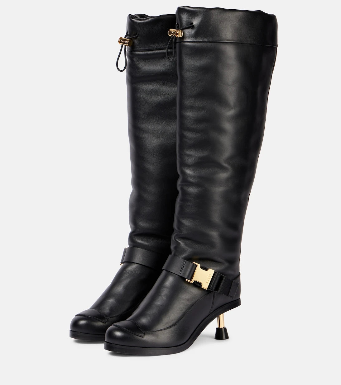 Sacai - Leather knee-high boots