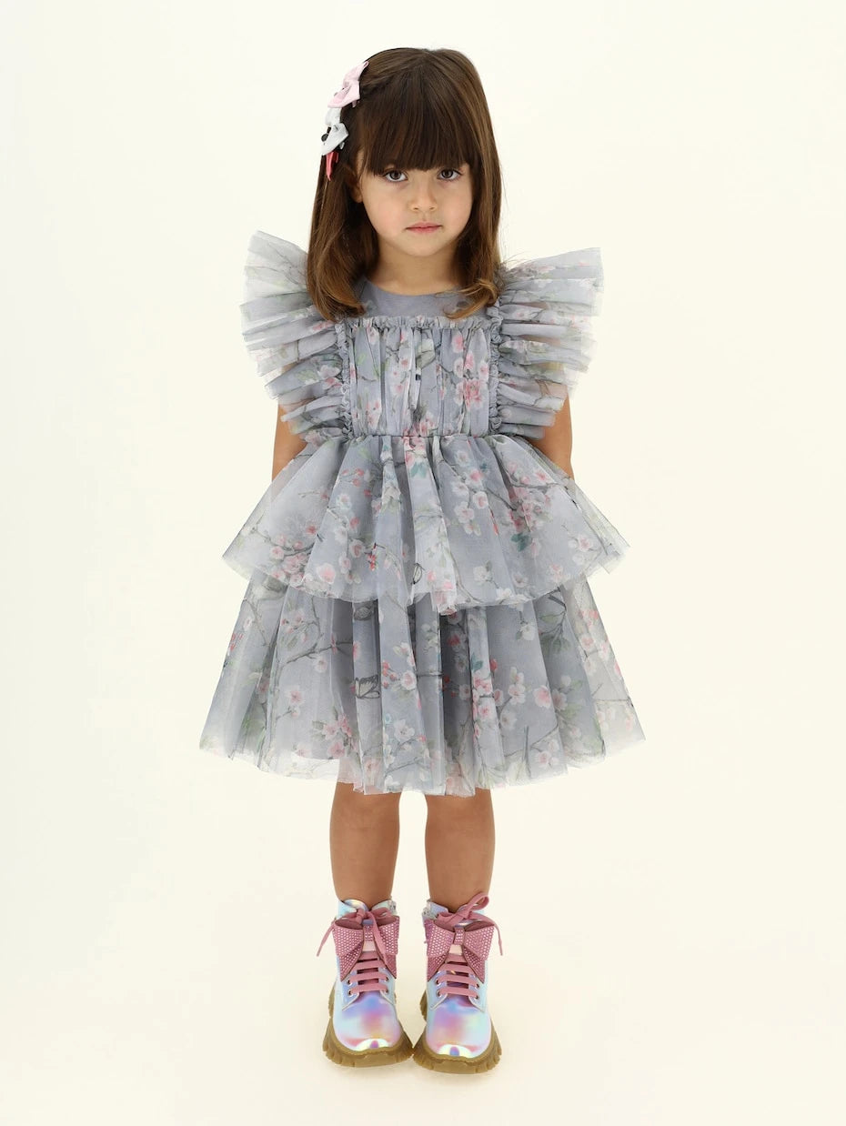 Monnalisa - Floral tulle dress