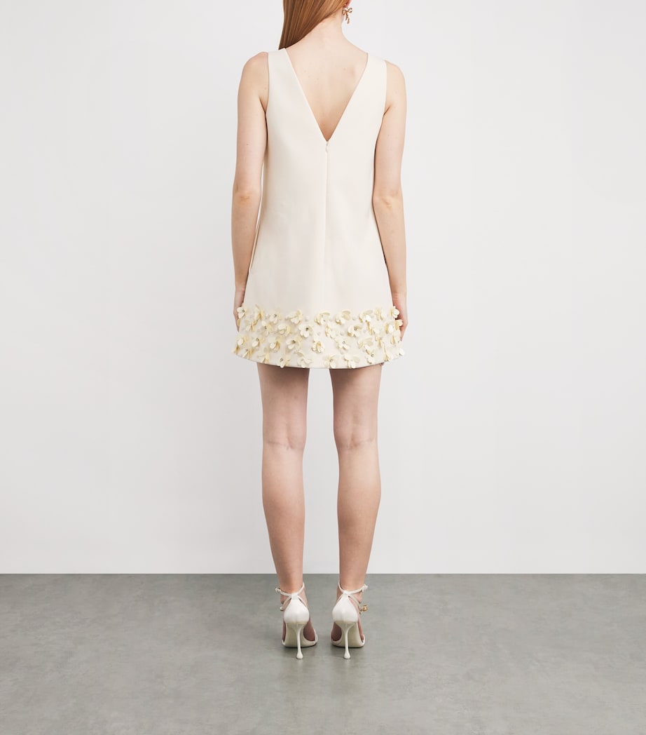 Self-Portrait Ivory Crepe Sequinned Mini Dress