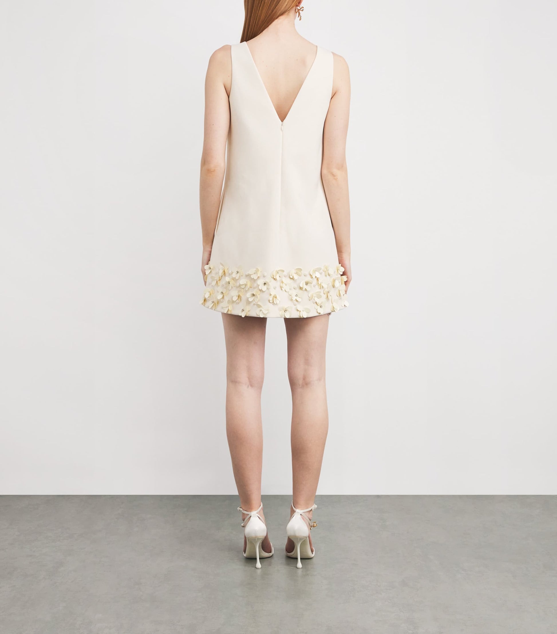Self-Portrait Ivory Crepe Sequinned Mini Dress