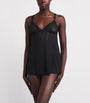 Skims Black Stretch Lace Babydoll and Thong Set