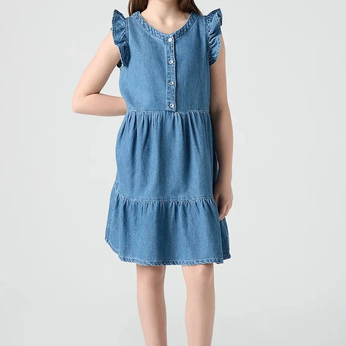 Детска памучна рокля Levi's FLUTTER SLEEVE BUTTON UP D