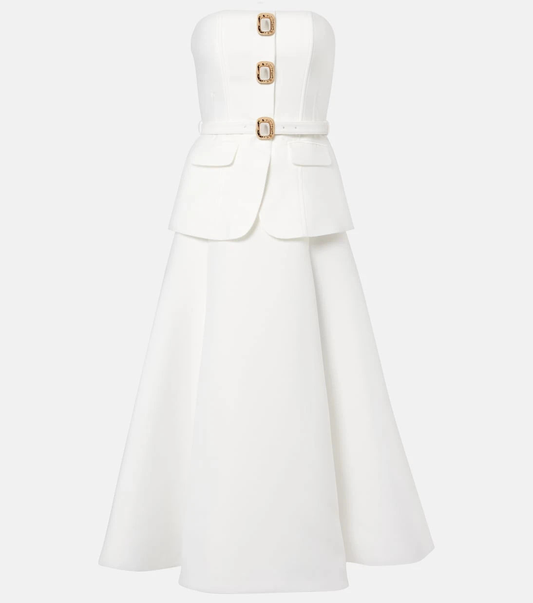 Self-Portrait - Bridal strapless taffeta midi dress