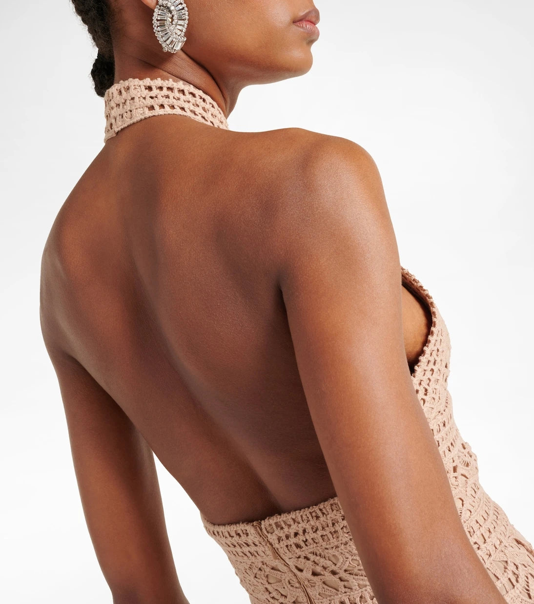 Elie Saab - Macramé halterneck cotton-blend midi dress