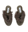Alaïa Brown Shearling Fur Thong Heeled Mules 90
