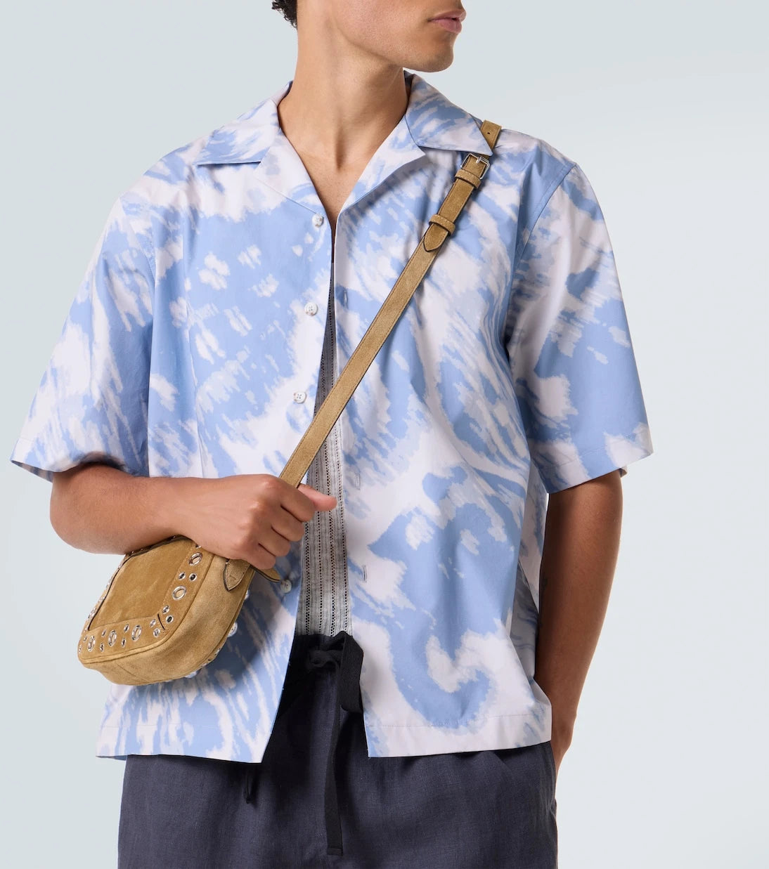 Commas - Printed cotton bowling shirt