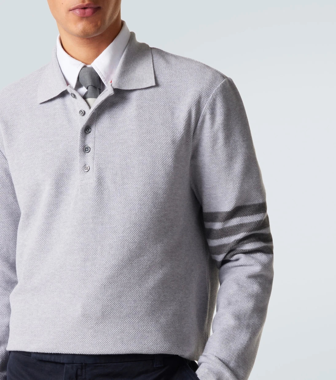 Thom Browne - 4-Bar cotton piqué polo shirt