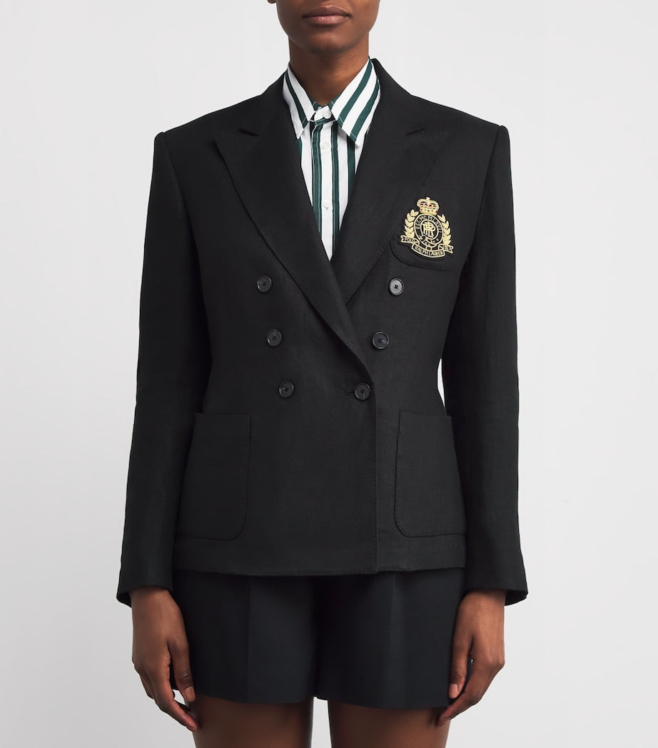 Polo Ralph Lauren Black Linen Woven Crest Sport Jacket